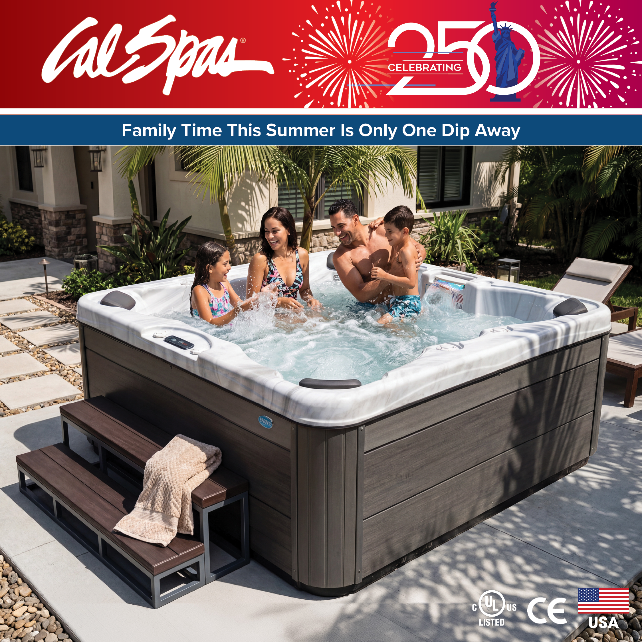 Calspas hot tub being used in a family setting - North Brunswick Town